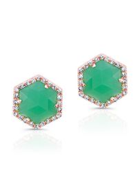 Anne Sisteron - Metallic 14kt Rose Gold Chrysophase Diamond Hexagon Stud Earrings - Lyst