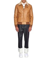 Loewe Sheepskin-collar Leather Aviator Jacket in Camel (Natural ...