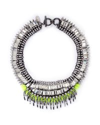 Venna | Black Crystal Fringe Spike Necklace | Lyst