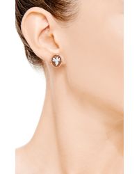 Amedeo | Natural Hand Carved Sardonyx Shell Cameo Earrings Set in Roseplated Silver with Brown Diamonds | Lyst
