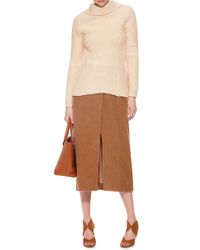 Nina Ricci White Peach Virgin Wool Turtleneck Sweater