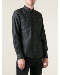 diesel black denim shirt