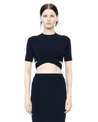 Alexander Wang | Blue Criss-cross Short Sleeve Top | Lyst