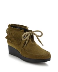 Robert Clergerie | Brown Naim Fringed Suede Booties | Lyst