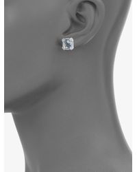 Judith Ripka | La Petite Blue Quartz, White Sapphire & Sterling Silver Cushion Stud Earrings | Lyst