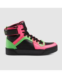 neon pink and green sneakers