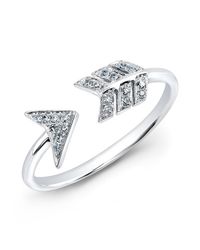 Anne Sisteron - Metallic 14kt White Gold Diamond Arrow Ring - Lyst