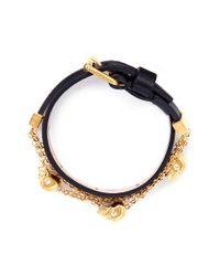 Alexander McQueen | Black Skull Chain Double Wrap Leather Bracelet | Lyst