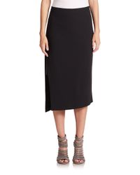 Brunello Cucinelli | Black Double Layer Wool-blend Pencil Skirt | Lyst
