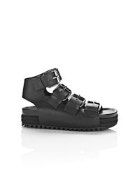 Alexander Wang | Black Idina Buckled Leather Sandals | Lyst
