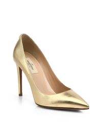 Valentino | Metallic Leather Point-Toe Pumps | Lyst