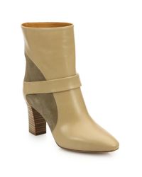 Chloé | Beige Suede & Leather Booties | Lyst
