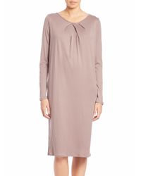 Hanro | Gray Long-sleeve Pleated Nine Gown | Lyst