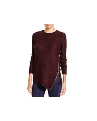Aqua | Red Asymmetric Zip Crewneck Sweater | Lyst