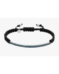 Tateossian | Micro Pavé Macramé Bracelet With Blue Diamonds On A Silver Panel for Men | Lyst