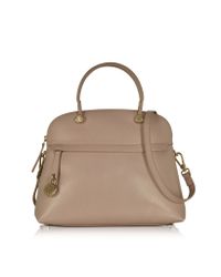 Furla | Metallic Piper New Caramello Leather Medium Dome Handbag | Lyst