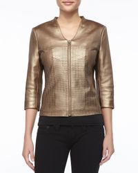 Bagatelle Metallic Gold Pinched Leather Jacket