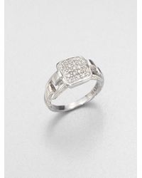 John Hardy | Metallic Classic Chain Diamond & Sterling Silver Rectangular Ring | Lyst
