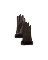 Ugg | Brown Classic Leather & Suede Tech Gloves | Lyst
