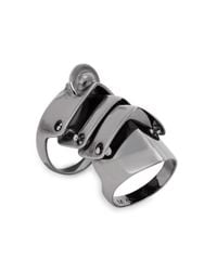 Vivienne Westwood Metallic Armour Gunmetal Articulated Ring for men