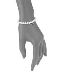 Sydney Evan | Black/white Diamond, Yellow Sapphire, Sea Clam & 14k Yellow Gold Bee Beaded Stretch Bracelet | Lyst