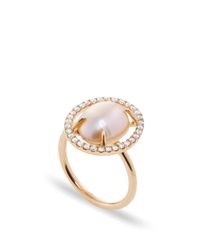 Jordan Alexander | Metallic Mo Exclusive: 18k Rose Gold Diamond And Pearl Slice Ring | Lyst