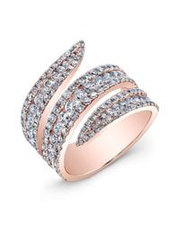 Anne Sisteron - Pink 18kt Rose Gold Diamond Serpent Ring - Lyst