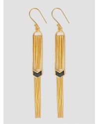 A Peace Treaty - Dangling Fringe Earrings Black & Gold - Lyst