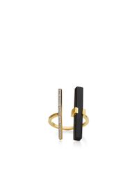 Mateo | Black 14k Yellow Gold Onyx and Diamond Parallel Bar Ring | Lyst