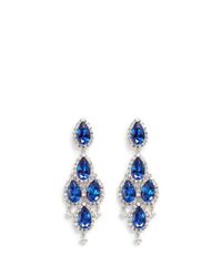 CZ by Kenneth Jay Lane | Blue Pear Stone Chandelier Drop Earrings/silvertone | Lyst