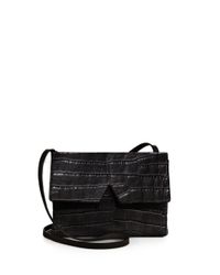 Vince | Black Signature Croc-embossed Crossbody Bag | Lyst