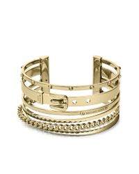 Michael Kors - Metallic Heritage Gold Tone Mixedshape Cuff - Lyst