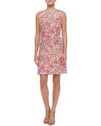 Etro | Green Peony Matelasse Sheath Dress | Lyst
