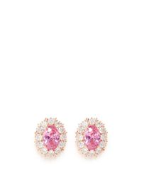 CZ by Kenneth Jay Lane | Pink Oval Cubic Zirconia Pavé Earrings | Lyst