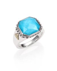 Lagos | Blue Turquoise Doublet Sterling Silver 18k Yellow Gold Ring | Lyst