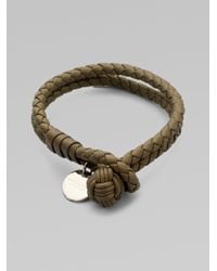 Bottega Veneta | Gray Intrecciato Leather Double-row Wrap Bracelet | Lyst