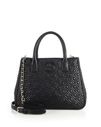 Tory Burch | Black Marion Quilted Leather Tote | Lyst