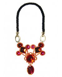 Matthew Williamson | Red Orange Jewelled Crescent Necklace | Lyst