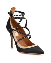 Valentino | Black Grommet-studded Leather Pumps | Lyst