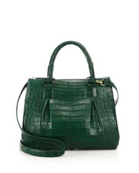 Nancy Gonzalez | Green Medium Crocodile Plisse Satchel | Lyst