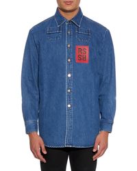Raf Simons Blue Oversized Denim Shirt for men