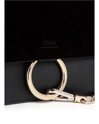 Chlo \u0026#39;faye\u0026#39; Small Suede Flap Leather Shoulder Bag in Black | Lyst