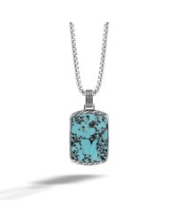 John Hardy | Blue Large Dog Tag Pendant On Box Chain Necklace for Men | Lyst