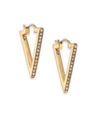 Michael Kors | Metallic Brilliance Motif Pavé Triangle Hoop Earrings/goldtone | Lyst