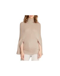 Halston | Beige Mock Neck Poncho | Lyst