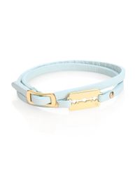 McQ | Blue Razor Blade Leather Doublewrap Bracelet | Lyst