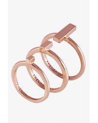 French Connection | Pink Perpendicular Bar Ring Set | Lyst