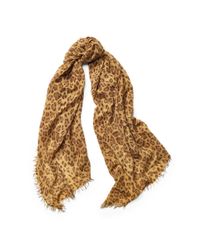 Ralph Lauren | Natural Leopard-print Wool-blend Scarf | Lyst