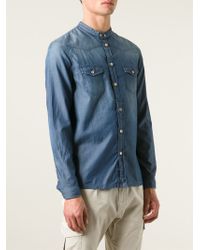 denim band collar shirt