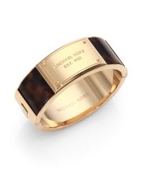 Michael Kors | Metallic Tortoiseprint Plaque Cuff Bracelet | Lyst